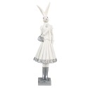 Clayre & Eef Figurine Lapin 32 cm Blanc Couleur argent Polyrésine