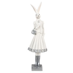 Clayre & Eef Statuetta Coniglio 32 cm Bianco Color argento Poliresina
