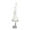 Clayre & Eef Figurine Lapin 32 cm Blanc Couleur argent Polyrésine