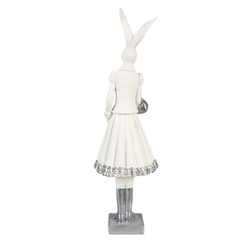 Clayre & Eef Figurine Lapin 32 cm Blanc Couleur argent Polyrésine