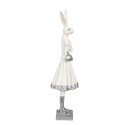 Clayre & Eef Figurine Lapin 32 cm Blanc Couleur argent Polyrésine