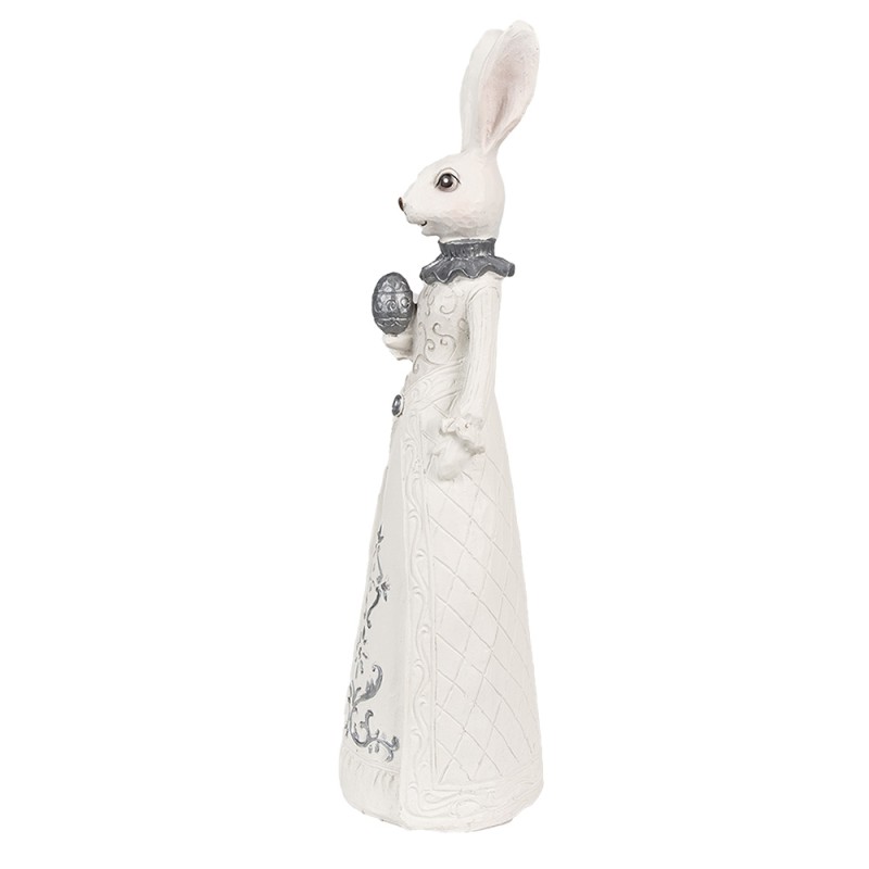 Clayre & Eef Figurine Rabbit 30 cm White Silver colored Polyresin
