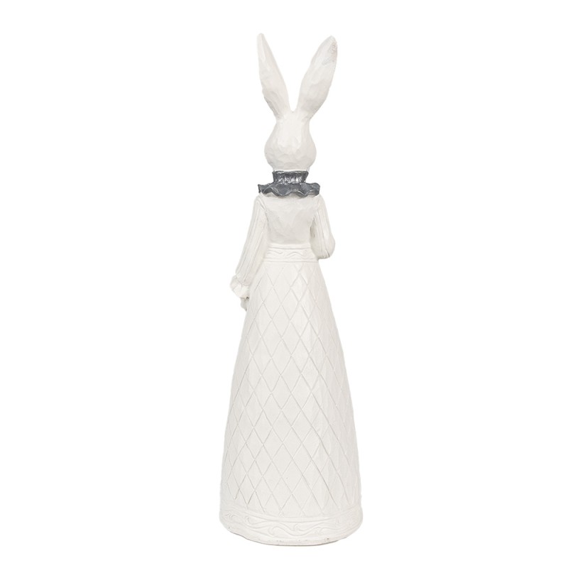 Clayre & Eef Figurine Rabbit 30 cm White Silver colored Polyresin