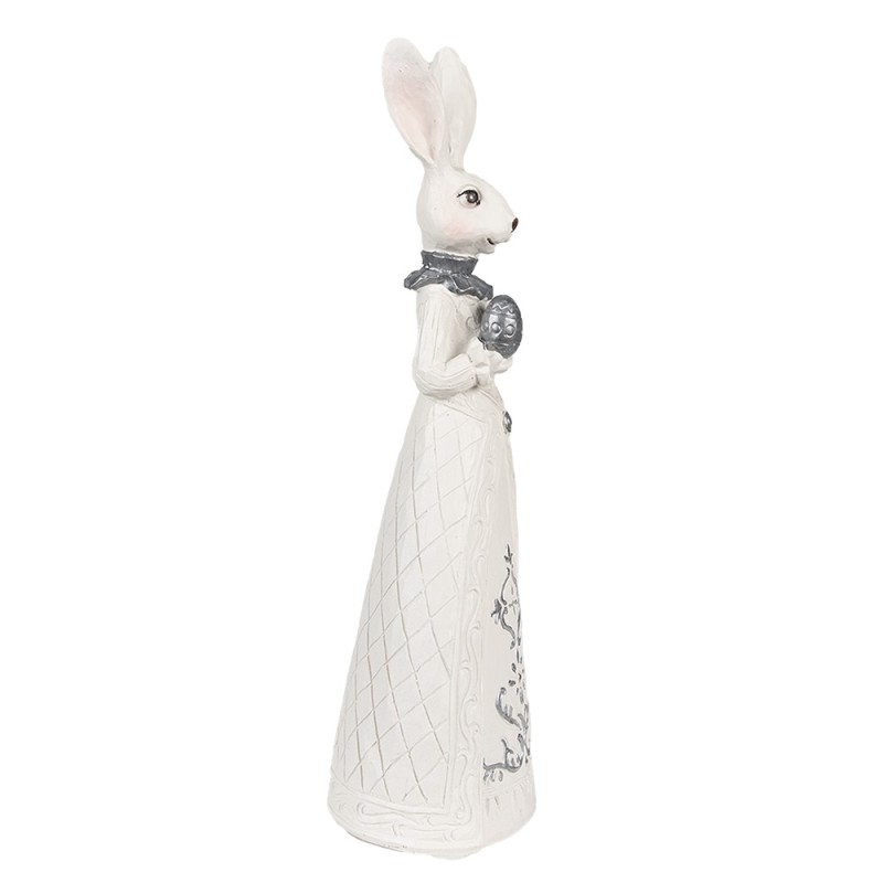 Clayre & Eef Figurine Rabbit 30 cm White Silver colored Polyresin