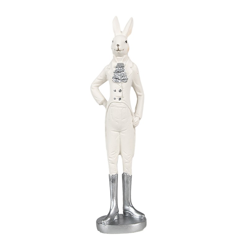 Clayre & Eef Figurine Lapin 28 cm Blanc Polyrésine