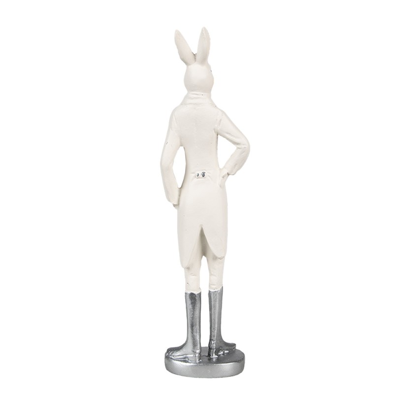 Clayre & Eef Statuetta Coniglio 20 cm Bianco Poliresina