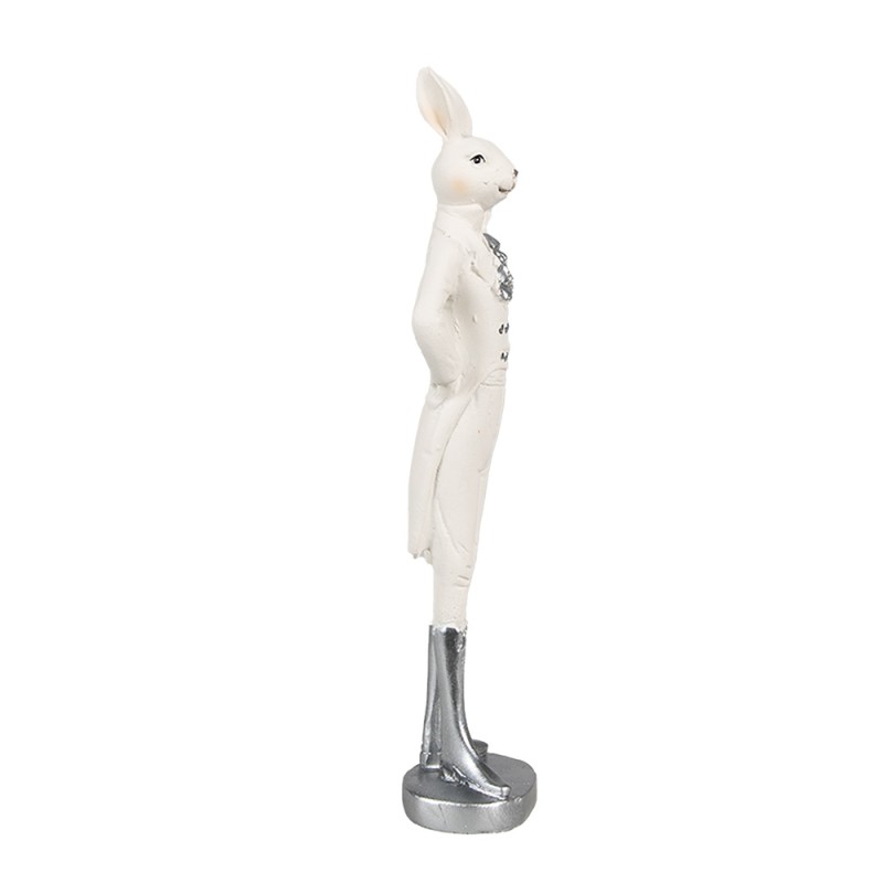 Clayre & Eef Statuetta Coniglio 20 cm Bianco Poliresina