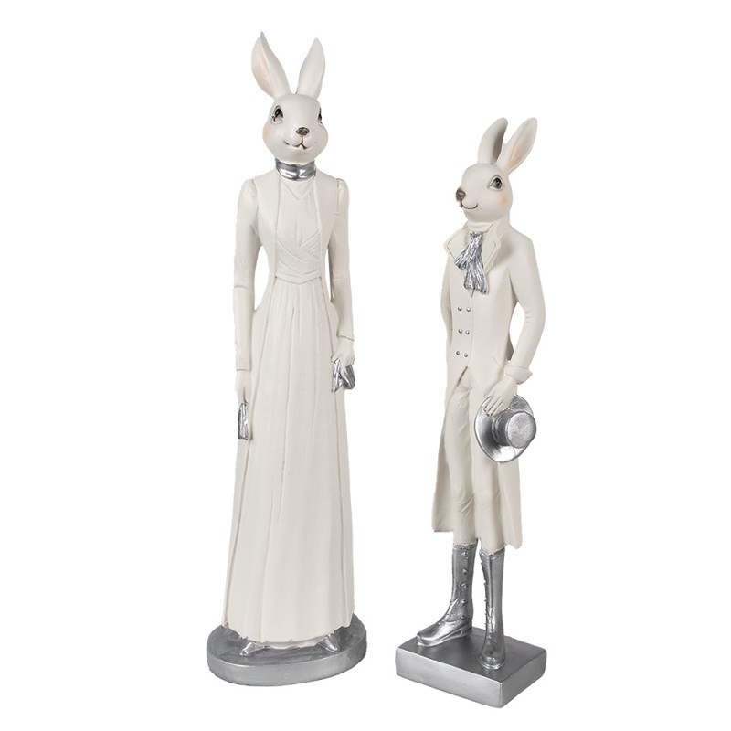 Clayre & Eef Figurine Rabbit 34 cm White Polyresin