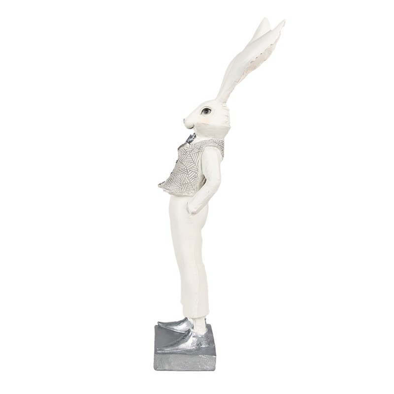 Clayre & Eef Statuetta Coniglio 36 cm Bianco Color argento Poliresina