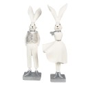 Clayre & Eef Statuetta Coniglio 36 cm Bianco Color argento Poliresina