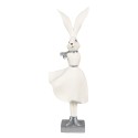 Clayre & Eef Figurine Lapin 37 cm Blanc Couleur argent Polyrésine