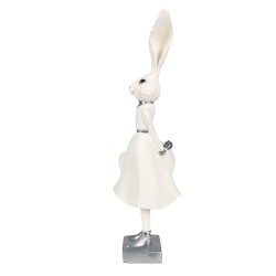 Clayre & Eef Figur Kaninchen 37 cm Weiß Silberfarbig Polyresin