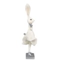Clayre & Eef Figurine Lapin 37 cm Blanc Couleur argent Polyrésine
