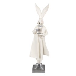 Clayre & Eef Figur Kaninchen 47 cm Weiß Silberfarbig Polyresin