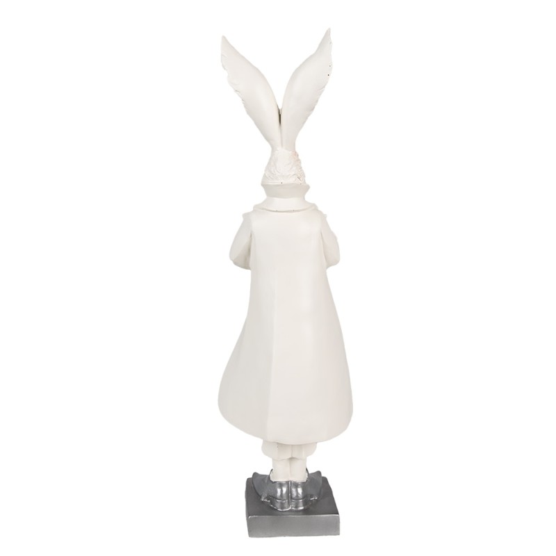 Clayre & Eef Figurine Lapin 47 cm Blanc Couleur argent Polyrésine