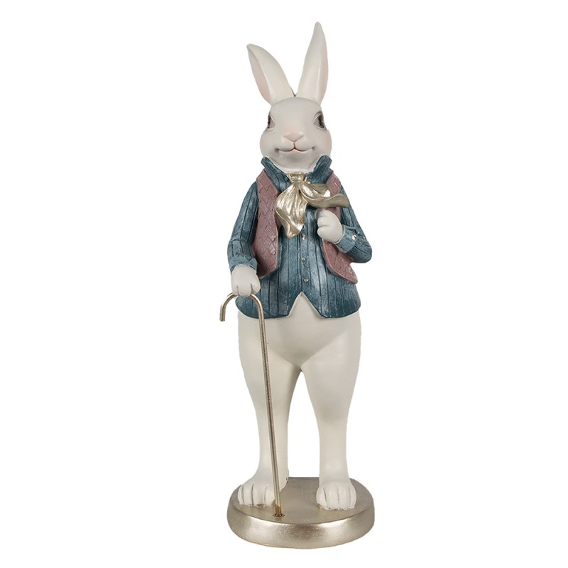 Clayre & Eef Figur Kaninchen 32 cm Weiß Blau Polyresin