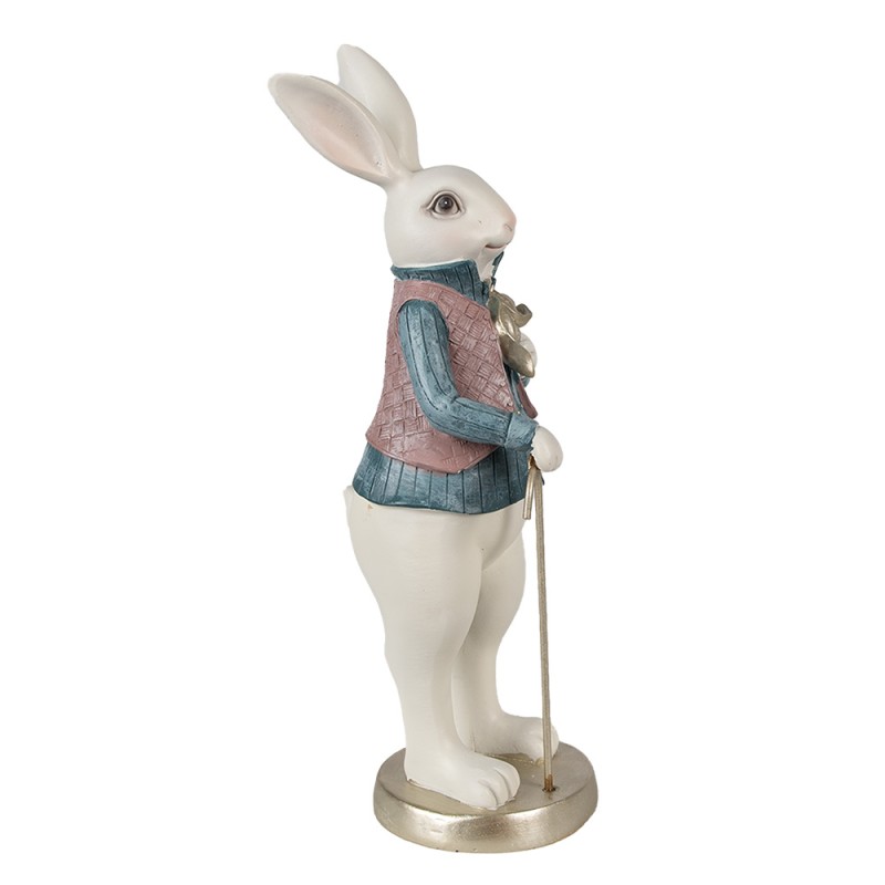 Clayre & Eef Figur Kaninchen 32 cm Weiß Blau Polyresin
