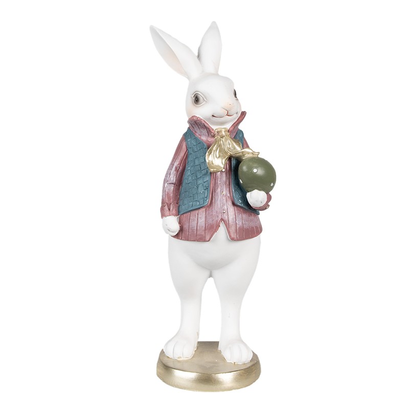 Clayre & Eef Statuetta Coniglio 26 cm Bianco Poliresina