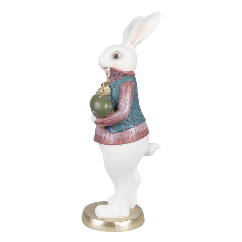 Clayre & Eef Statuetta Coniglio 26 cm Bianco Poliresina