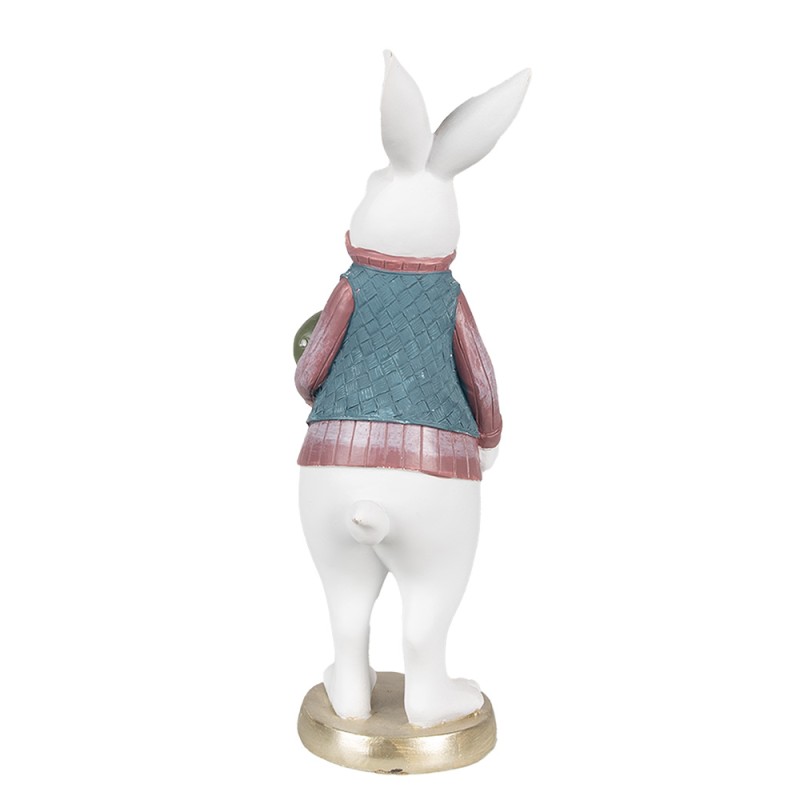Clayre & Eef Statuetta Coniglio 26 cm Bianco Poliresina