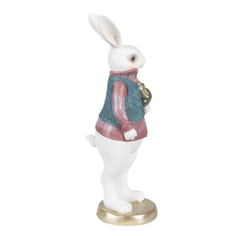 Clayre & Eef Statuetta Coniglio 26 cm Bianco Poliresina
