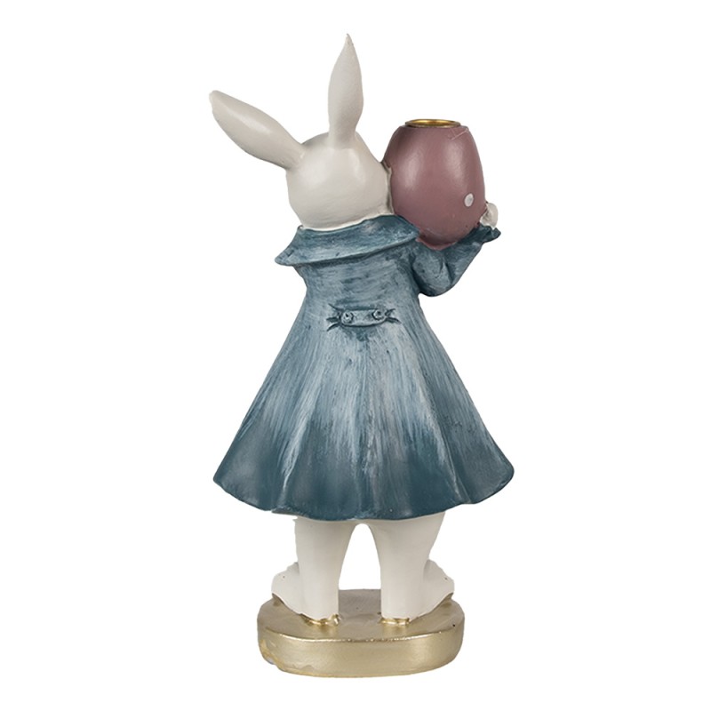 Clayre & Eef Figurine Lapin 20 cm Blanc Bleu Polyrésine