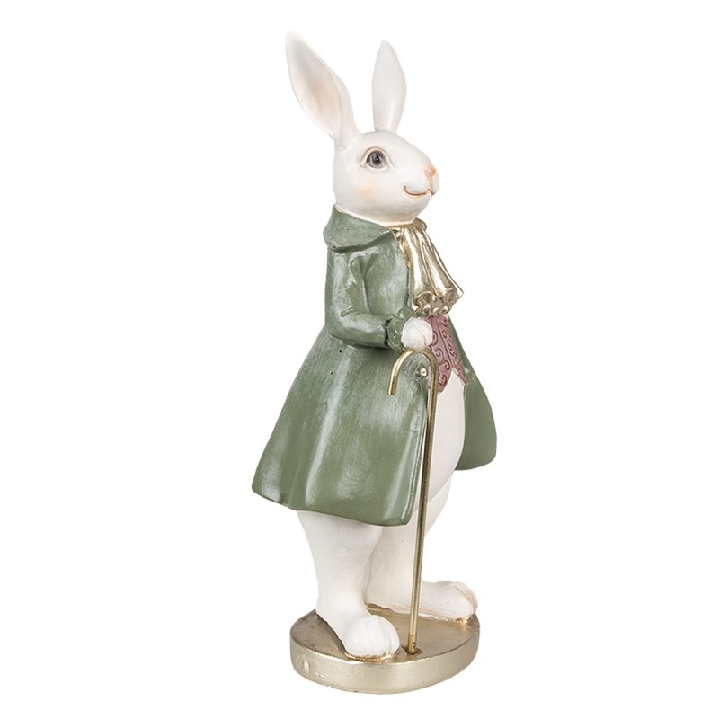 Clayre & Eef Statuetta Coniglio 26 cm Beige Verde Poliresina