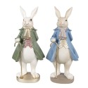 Clayre & Eef Statuetta Coniglio 26 cm Beige Verde Poliresina