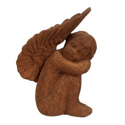 Clayre & Eef Statuetta decorativa Angelo 15 cm Marrone Poliresina