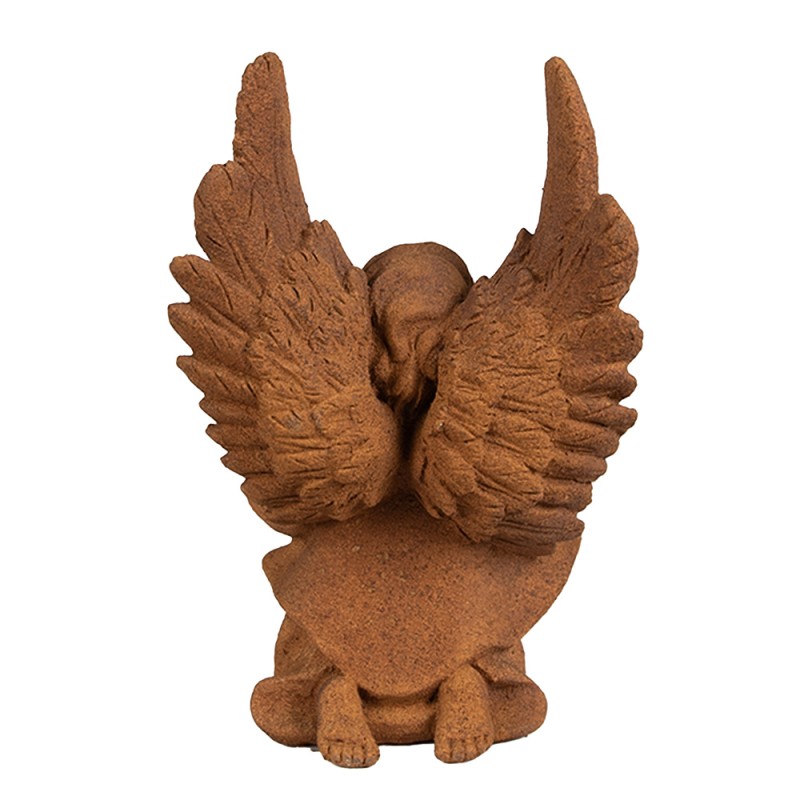 Clayre & Eef Statuetta decorativa Angelo 19 cm Marrone Poliresina