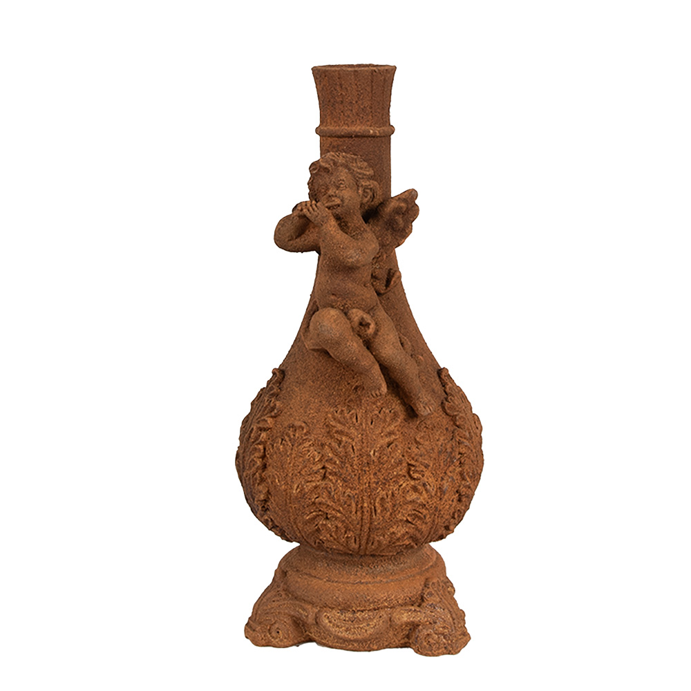 Clayre & Eef Kandelaar 23 cm Bruin Polyresin Engel afbeelding 1
