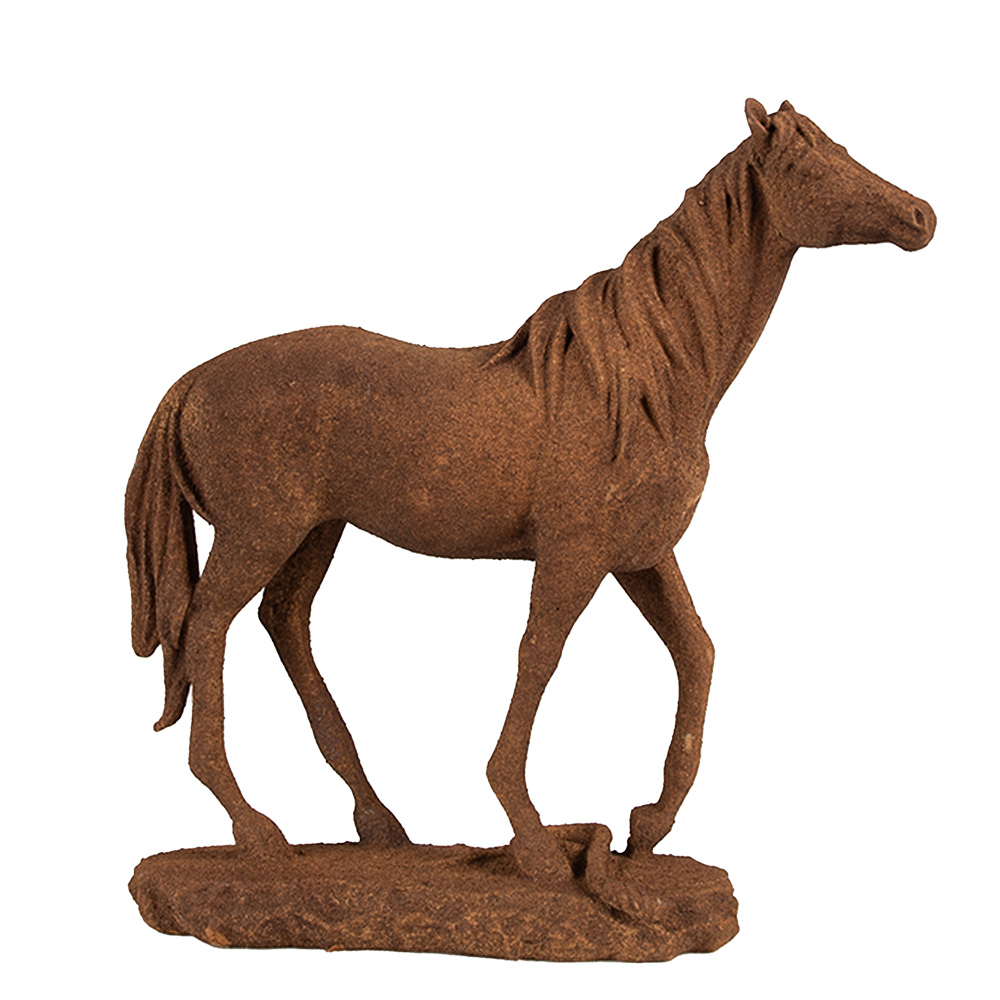 Clayre&Eef Decoratie Beeld Paard 21x7x21 cm Bruin Polyresin afbeelding