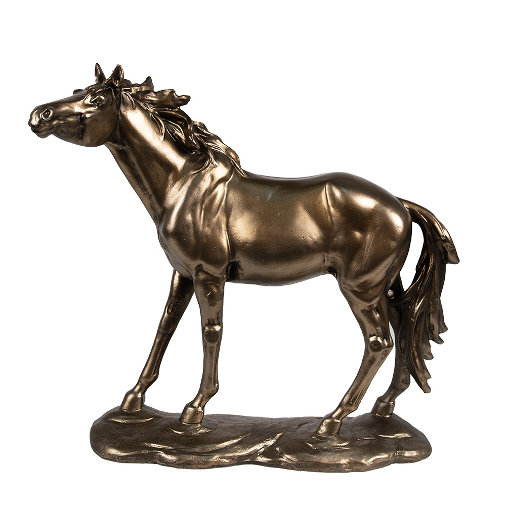 Clayre&Eef Decoratie Beeld Paard 34x10x32 cm Bruin Polyresin afbeelding