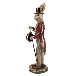 Clayre & Eef Statuetta Coniglio 39 cm Bianco Color oro Poliresina Orologio