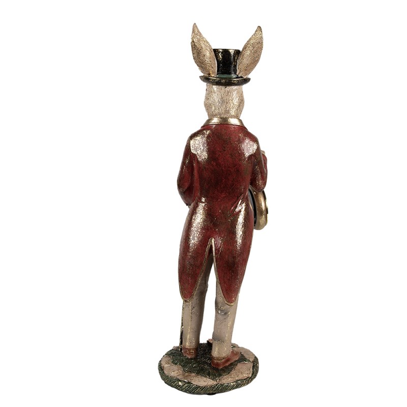 Clayre & Eef Statuetta Coniglio 39 cm Bianco Color oro Poliresina Orologio