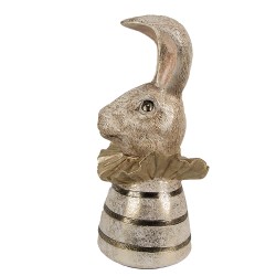 Clayre & Eef Figurine Lapin 20 cm Blanc Couleur or Polyrésine