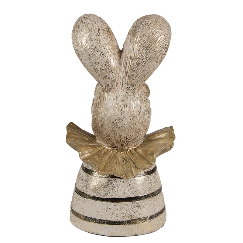 Clayre & Eef Statuetta Coniglio 20 cm Bianco Color oro Poliresina