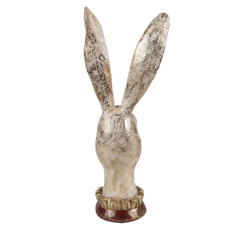 Clayre & Eef Figurine Lapin 28 cm Blanc Couleur or Polyrésine