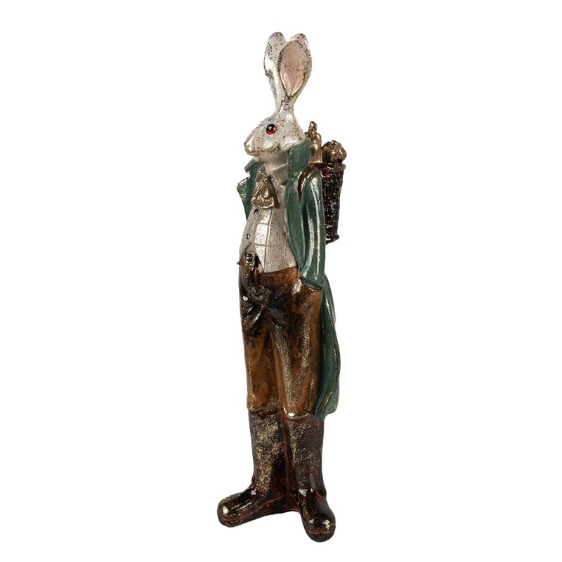 Clayre & Eef Statuetta Coniglio 37 cm Bianco Color oro Poliresina