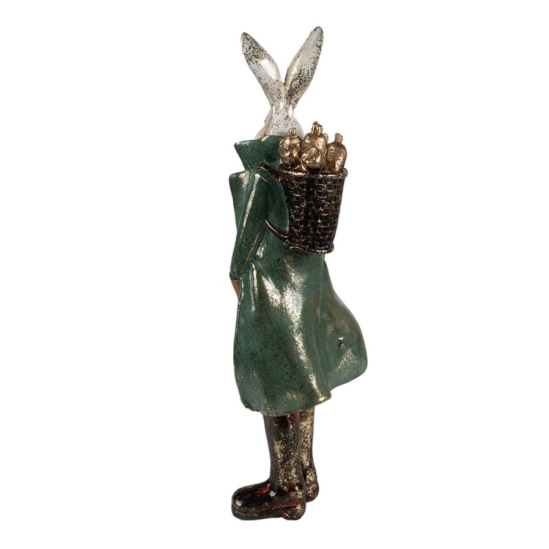 Clayre & Eef Statuetta Coniglio 37 cm Bianco Color oro Poliresina
