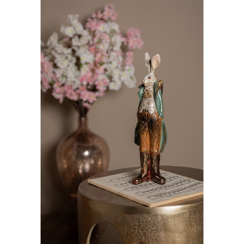 Clayre & Eef Statuetta Coniglio 37 cm Bianco Color oro Poliresina