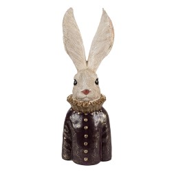 Clayre & Eef Figurine Lapin 42 cm Blanc Couleur or Polyrésine