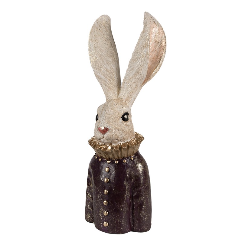 Clayre & Eef Figurine Lapin 42 cm Blanc Couleur or Polyrésine