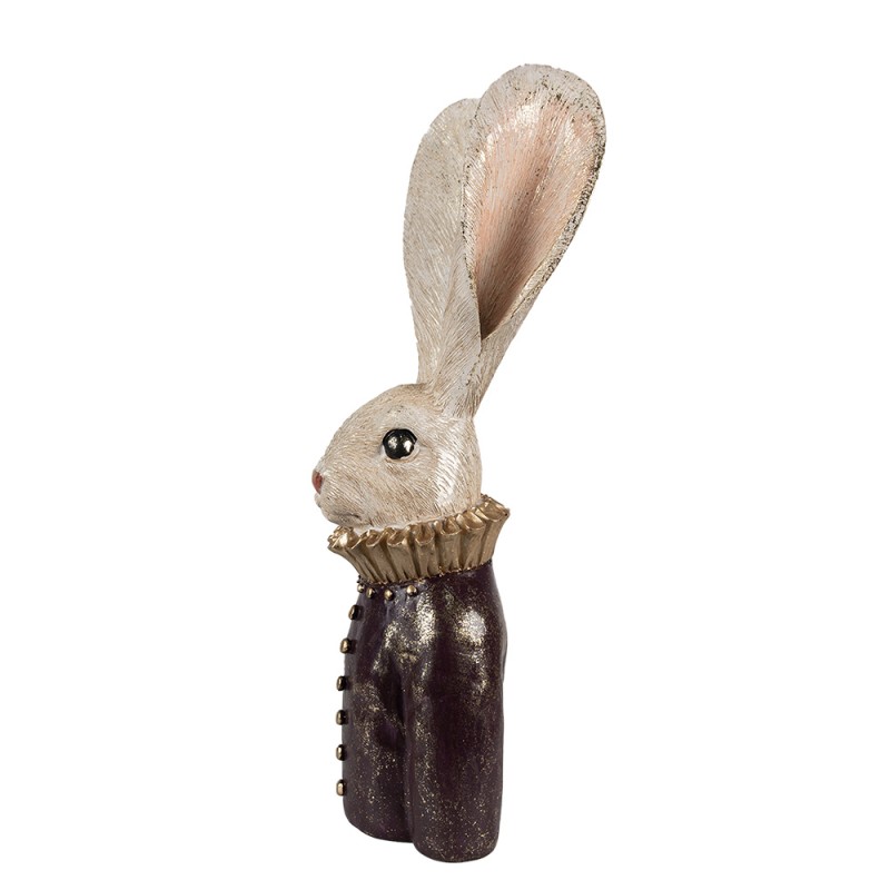 Clayre & Eef Figurine Lapin 42 cm Blanc Couleur or Polyrésine