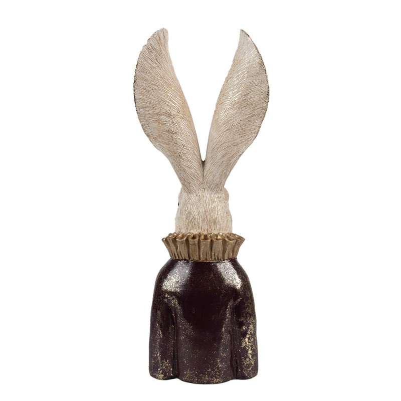 Clayre & Eef Figurine Lapin 42 cm Blanc Couleur or Polyrésine