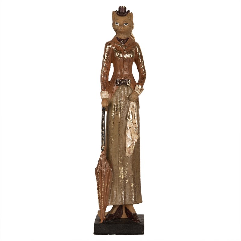 Clayre & Eef Beeld Kat 30 cm Bruin Polyresin