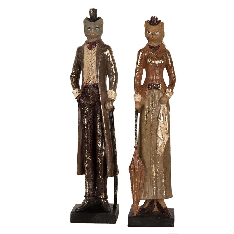 Clayre & Eef Beeld Kat 30 cm Bruin Polyresin