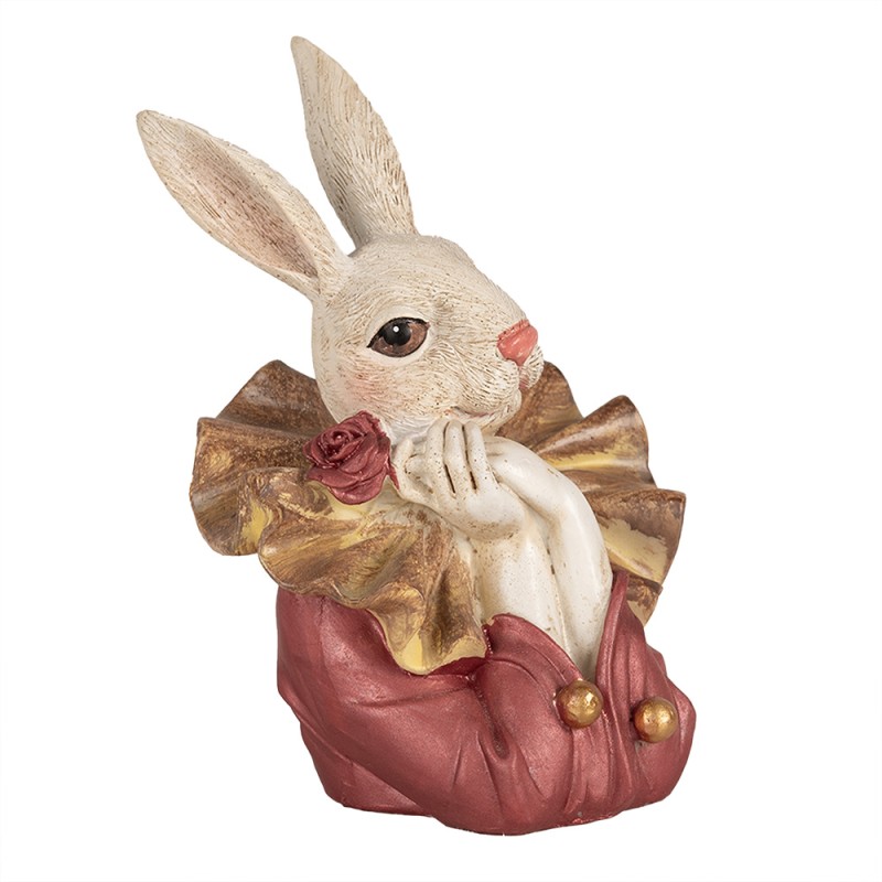 Clayre & Eef Beeld Konijn 17 cm Beige Roze Polyresin