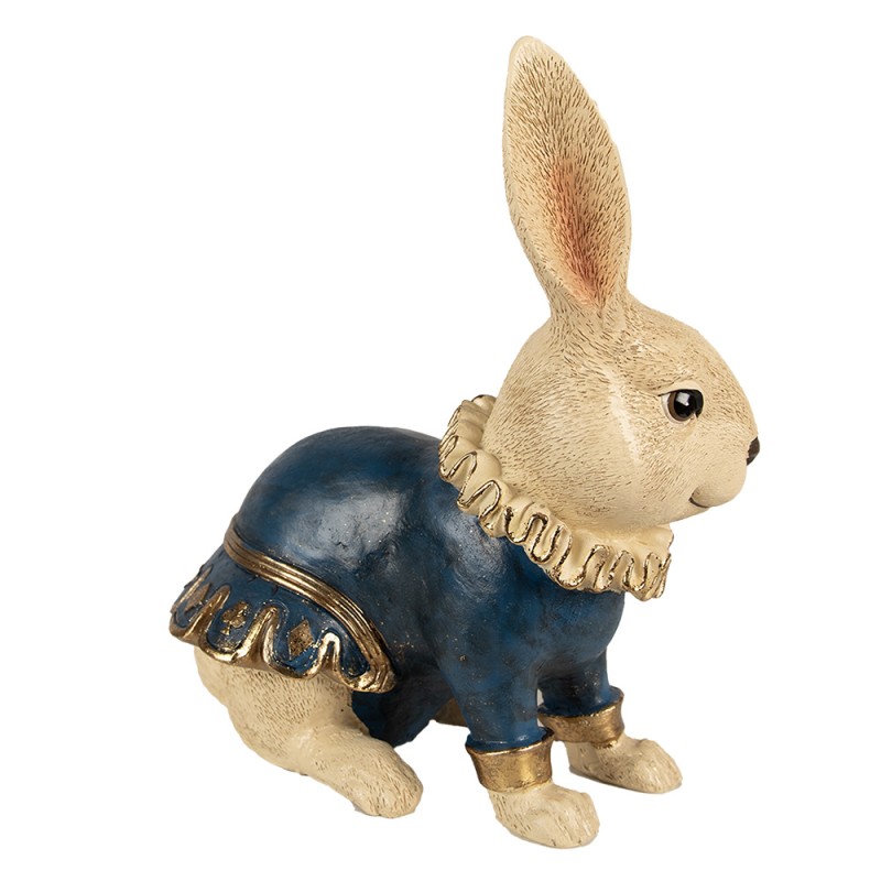 Clayre & Eef Figurine Lapin 29 cm Beige Bleu Polyrésine