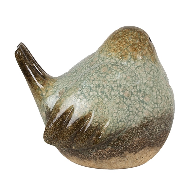 Clayre & Eef Figurine Oiseau 14 cm Vert Marron Céramique